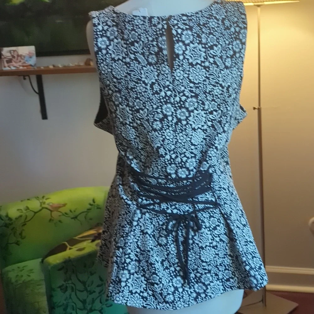 ANTHROPOLOGIE Vanessa Virginia Floral Lace Up Corset Back Sleeveless Top XL - Picture 5 of 9